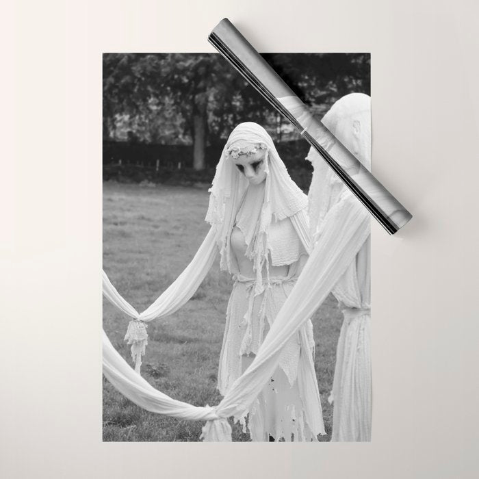 Salem witches, seance gathering of the witch black and white photograph Wrapping Paper Gallery Image 1
