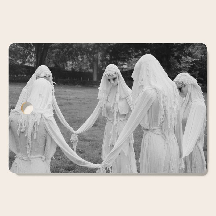Salem witches, seance gathering of the witch black and white photograph Cutting Board Gallery Image 1