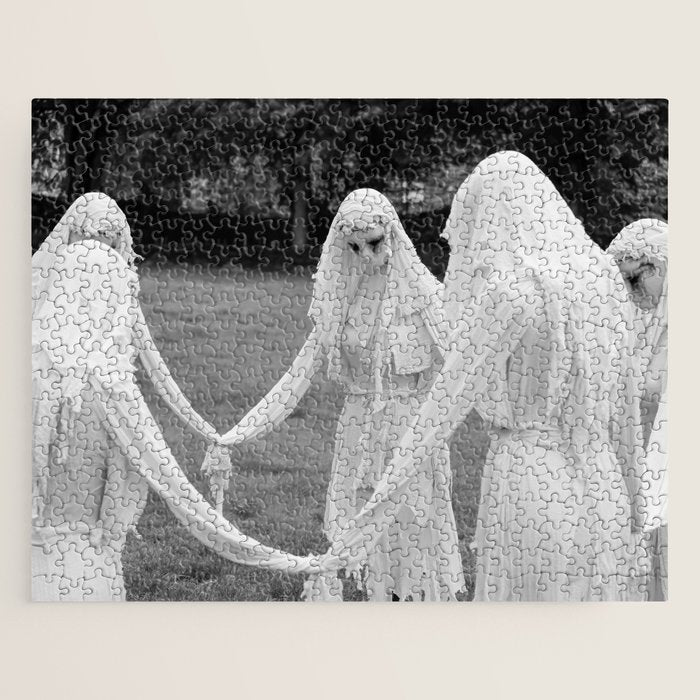 Salem witches, seance gathering of the witch black and white photograph Jigsaw Puzzle Gallery Image 1