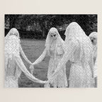 Salem witches, seance gathering of the witch black and white photograph Jigsaw Puzzle Gallery Image 1