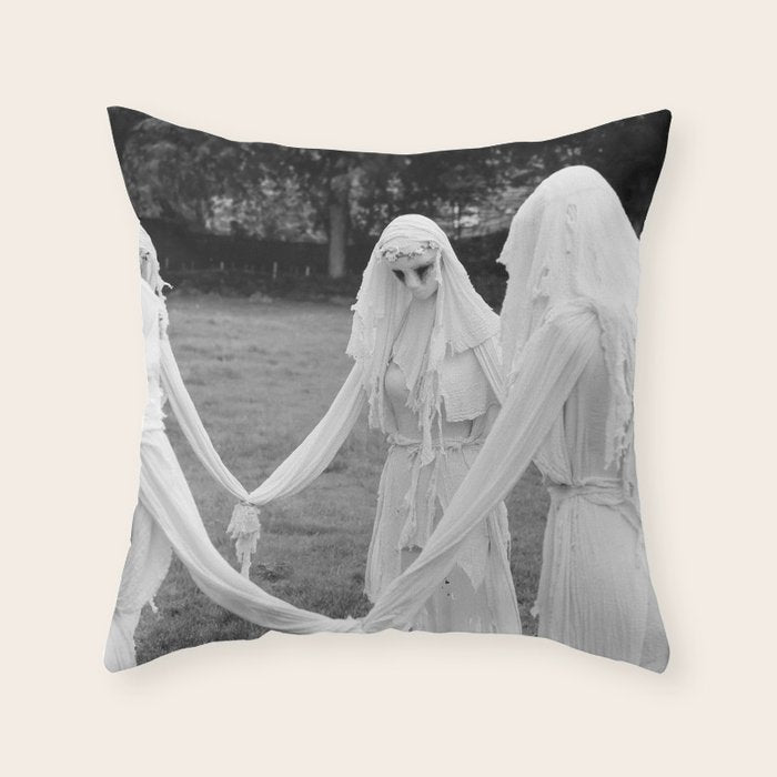 Salem witches, seance gathering of the witch black and white photograph Throw Pillow Gallery Image 6