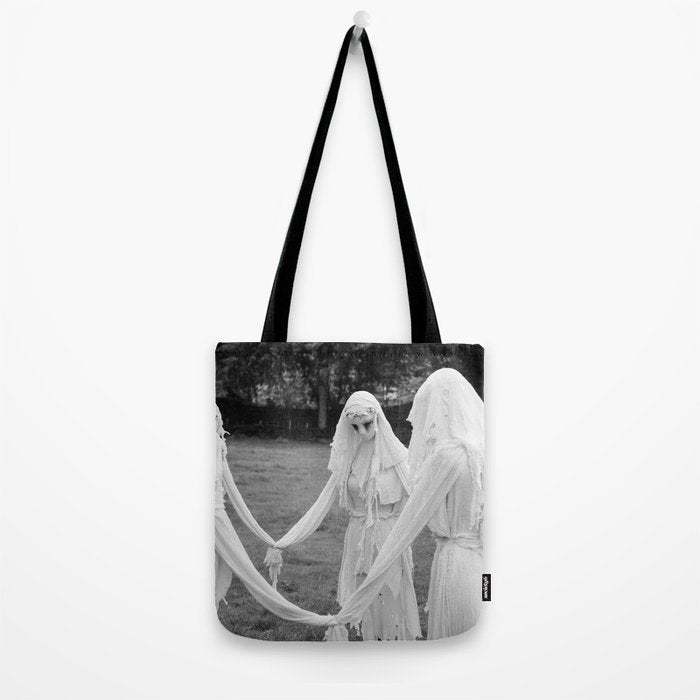 Salem witches, seance gathering of the witch black and white photograph Tote Bag Gallery Image 2