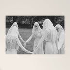 Salem witches, seance gathering of the witch black and white photograph Welcome Mat Gallery Image 1