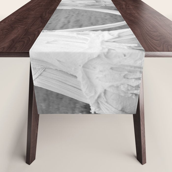 Salem witches, seance gathering of the witch black and white photograph Table Runner Gallery Image 1