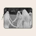 Salem witches, seance gathering of the witch black and white photograph Laptop Sleeve Gallery Image 1