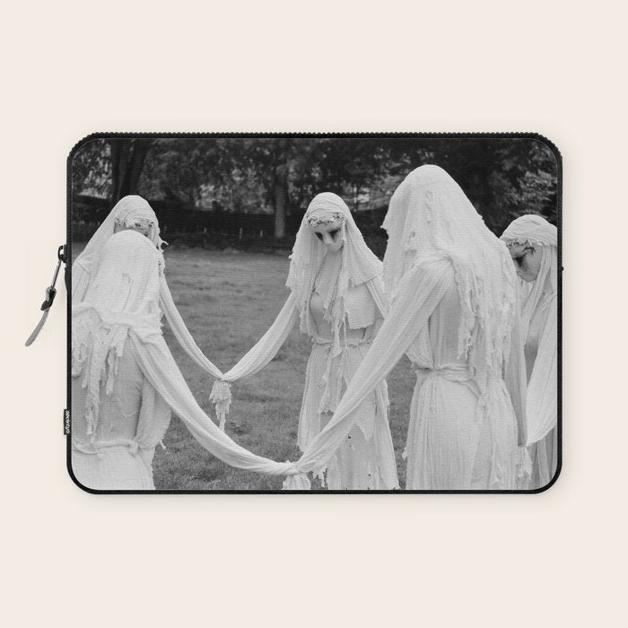 Salem witches, seance gathering of the witch black and white photograph Laptop Sleeve Gallery Image 1