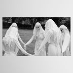 Salem witches, seance gathering of the witch black and white photograph Tablecloth Gallery Image 2