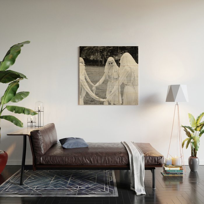 Salem witches, seance gathering of the witch black and white photograph Wood Wall Art Gallery Image 2