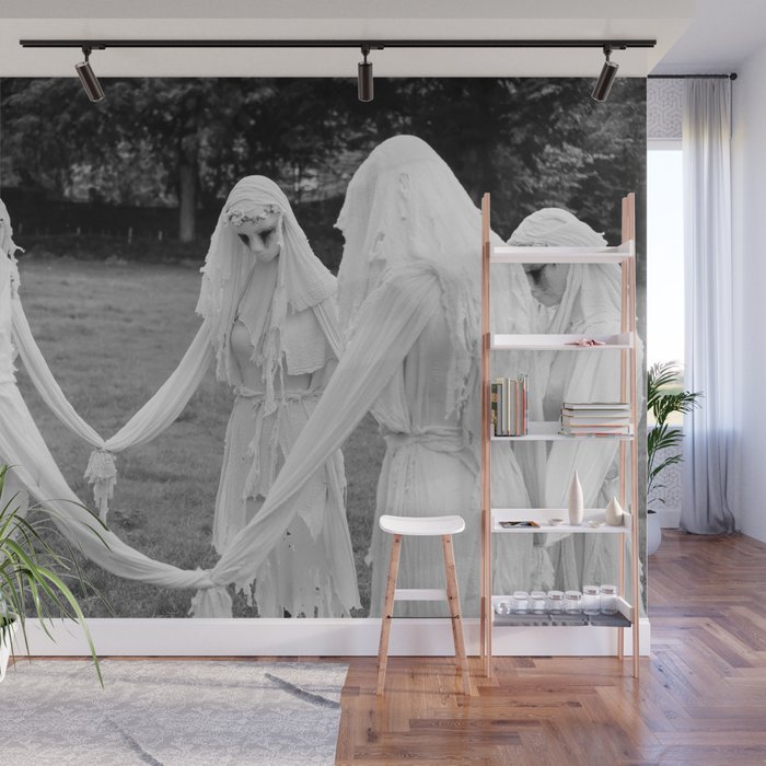 Salem witches, seance gathering of the witch black and white photograph Wall Mural Gallery Image 1