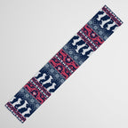 Fair Isle Knitting Doxie Love // navy blue background white and red dachshunds dogs bones paws and hearts Table Runner Gallery Image 3