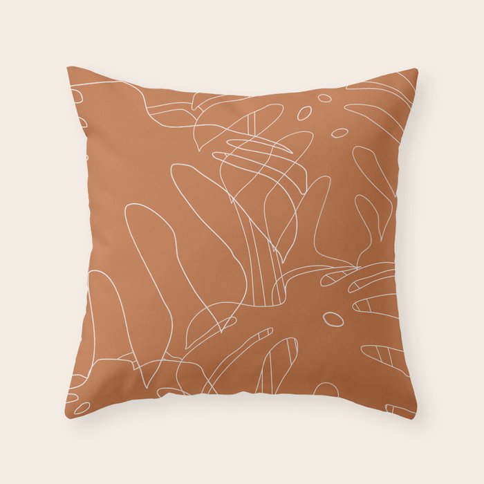 Monstera No2 Burnt Orange Throw Pillow Gallery Image 6