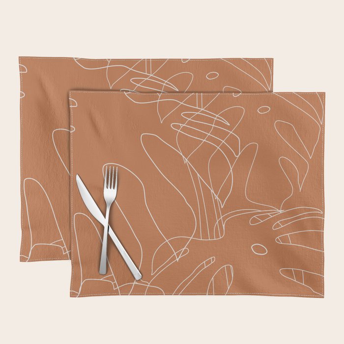 Monstera No2 Burnt Orange Placemat Gallery Image 1