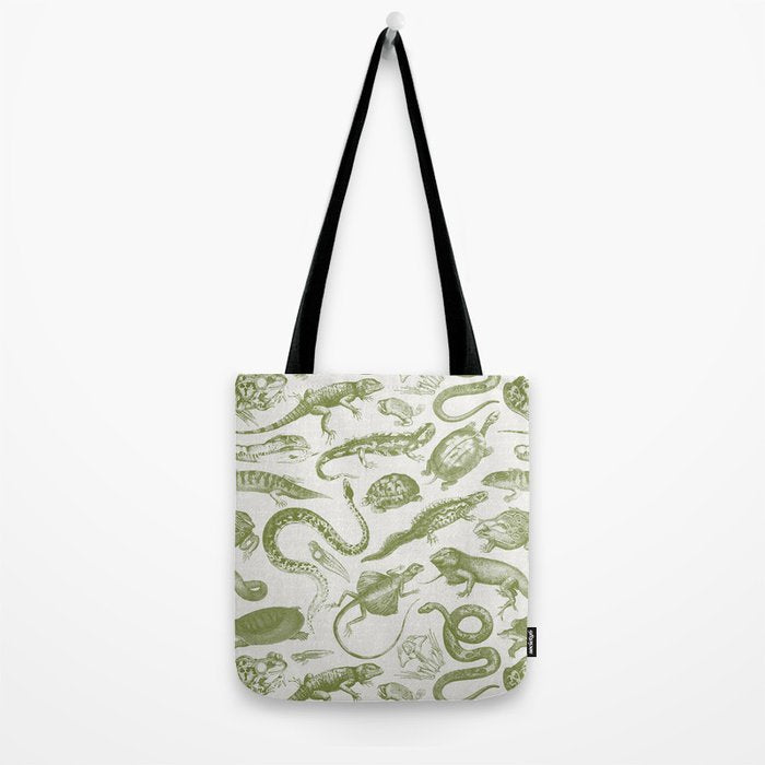 Reptiles and Amphibians Vintage Chic Monochromatic Pattern  Tote Bag Gallery Image 2