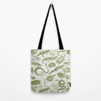 Reptiles and Amphibians Vintage Chic Monochromatic Pattern  Tote Bag Gallery Image 2