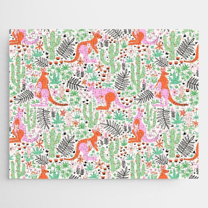 Kangaroo Cute Australian Animal Pattern Jigsaw Puzzle Gallery Image 1