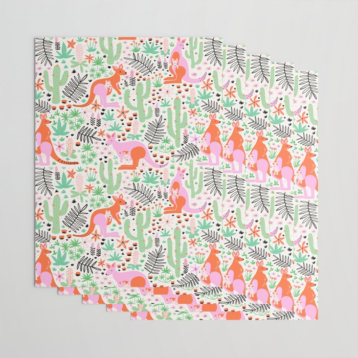 Kangaroo Cute Australian Animal Pattern Wrapping Paper Gallery Image 3
