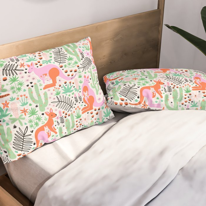 Kangaroo Cute Australian Animal Pattern Pillow Sham Gallery Image 2