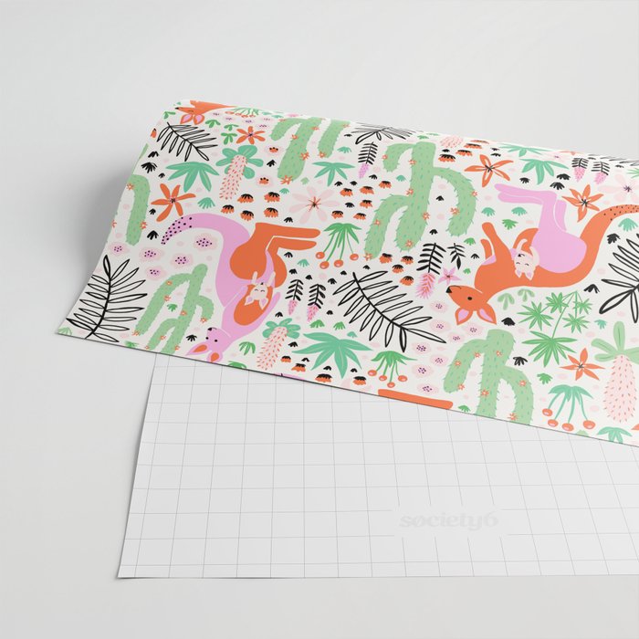 Kangaroo Cute Australian Animal Pattern Wrapping Paper Gallery Image 2