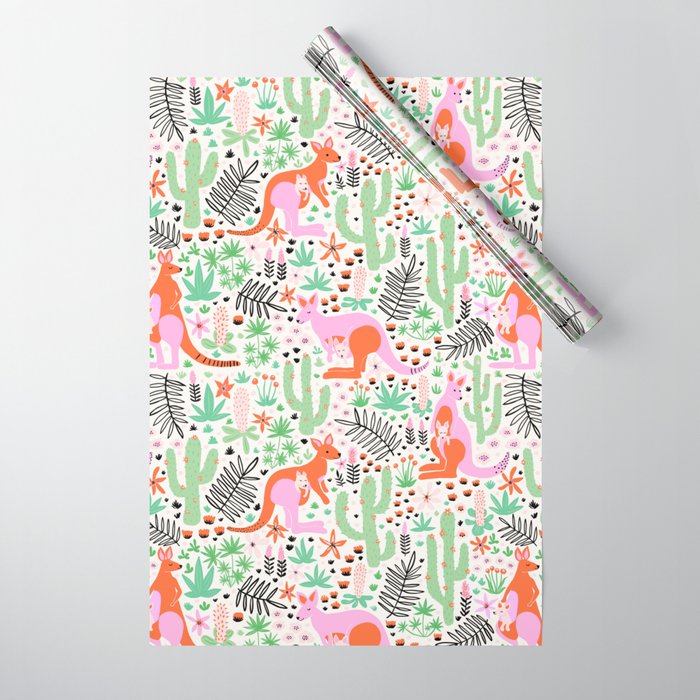 Kangaroo Cute Australian Animal Pattern Wrapping Paper Gallery Image 1