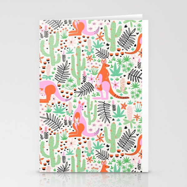 Kangaroo Cute Australian Animal Pattern Stationery Card Gallery Image 2