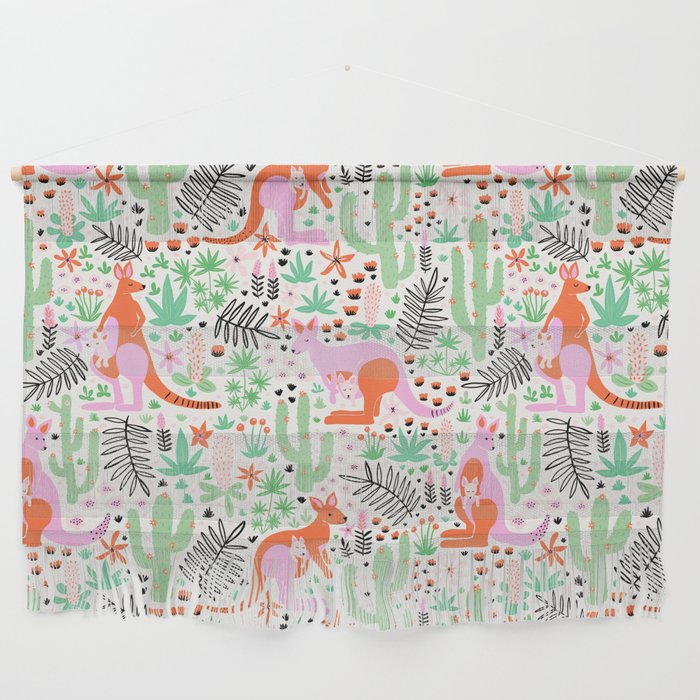 Kangaroo Cute Australian Animal Pattern Wall Hanging Gallery Image 1