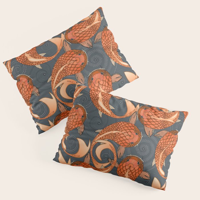 paisley fish gray Pillow Sham Gallery Image 1