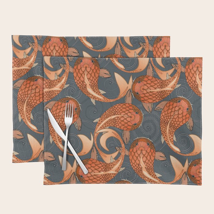 paisley fish gray Placemat Gallery Image 1