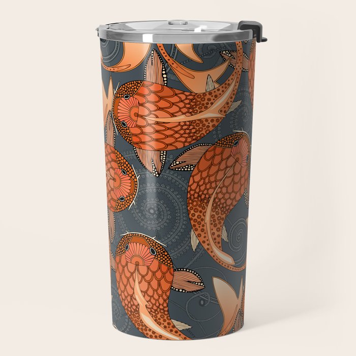 paisley fish gray Travel Mug Gallery Image 2
