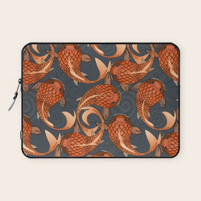 paisley fish gray Laptop Sleeve Gallery Image 1