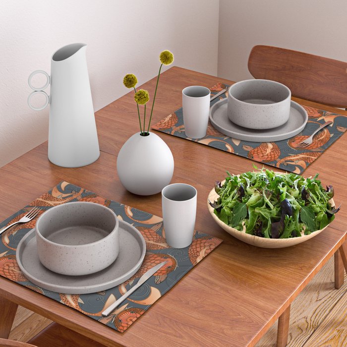 paisley fish gray Placemat Gallery Image 2