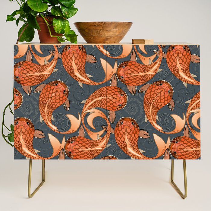 paisley fish gray Credenza Gallery Image 1