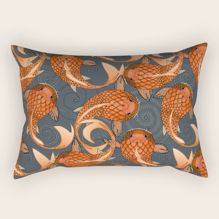 paisley fish gray Rectangular Pillow Gallery Image 1