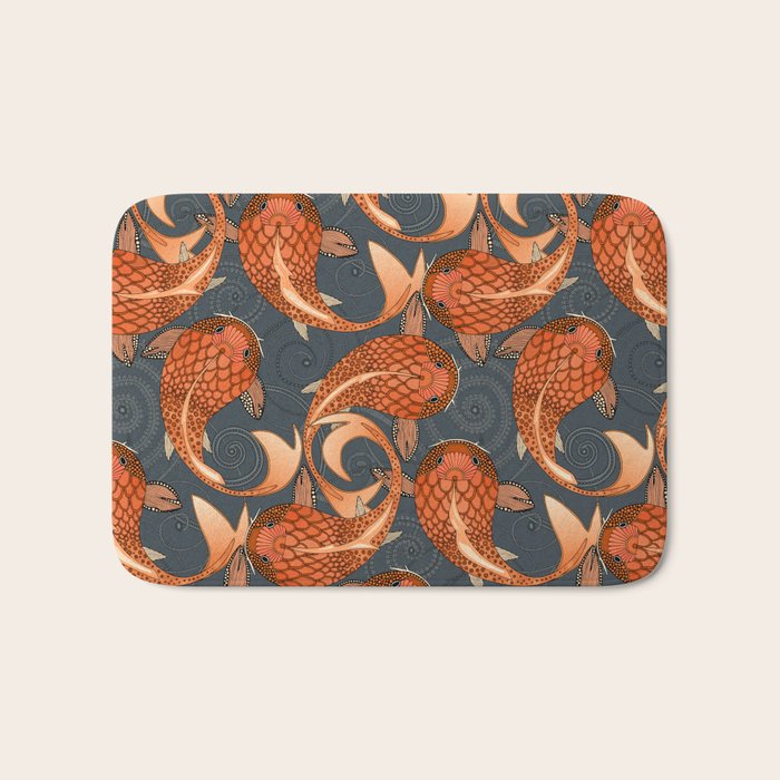 paisley fish gray Bath Mat Gallery Image 1