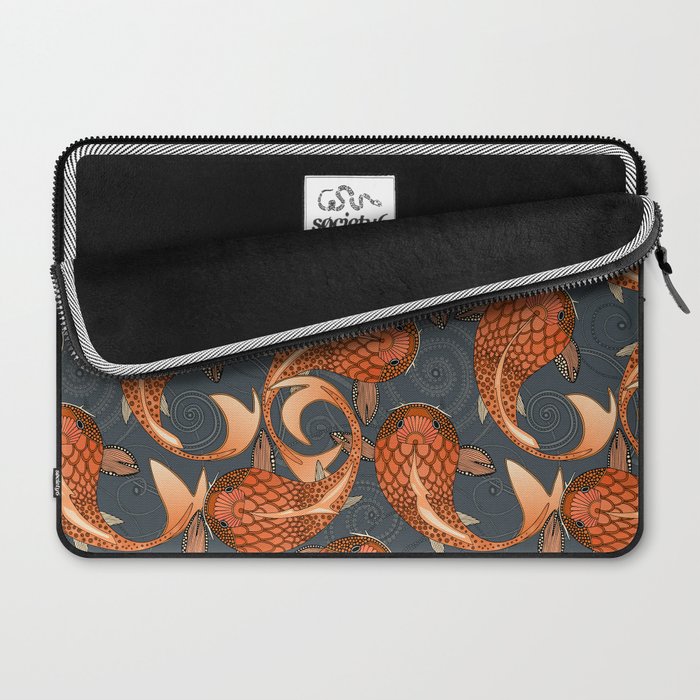 paisley fish gray Laptop Sleeve Gallery Image 2