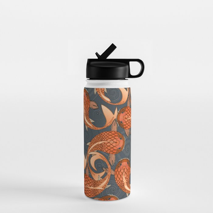 paisley fish gray Water Bottle Gallery Image 1