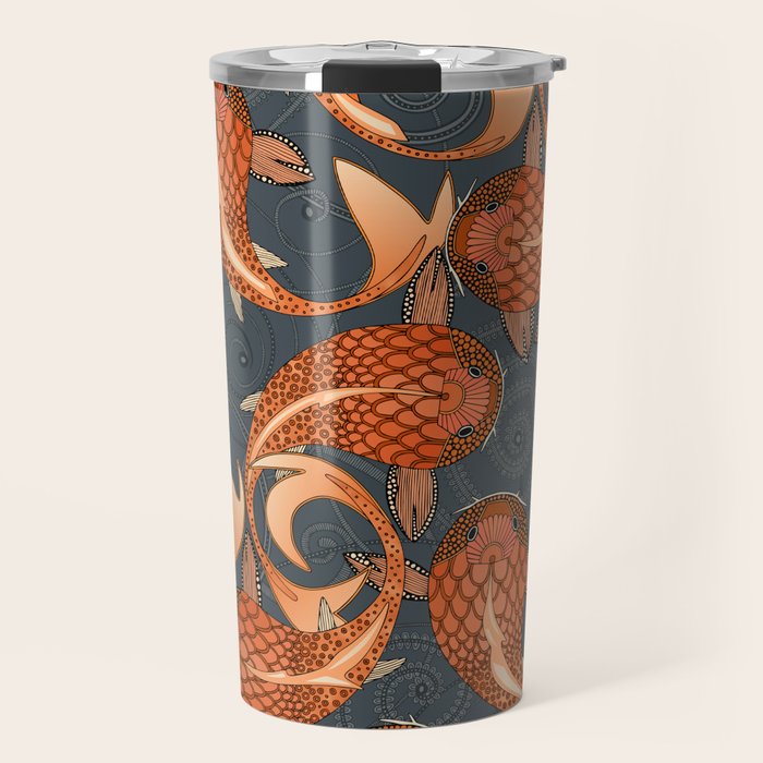 paisley fish gray Travel Mug Gallery Image 1