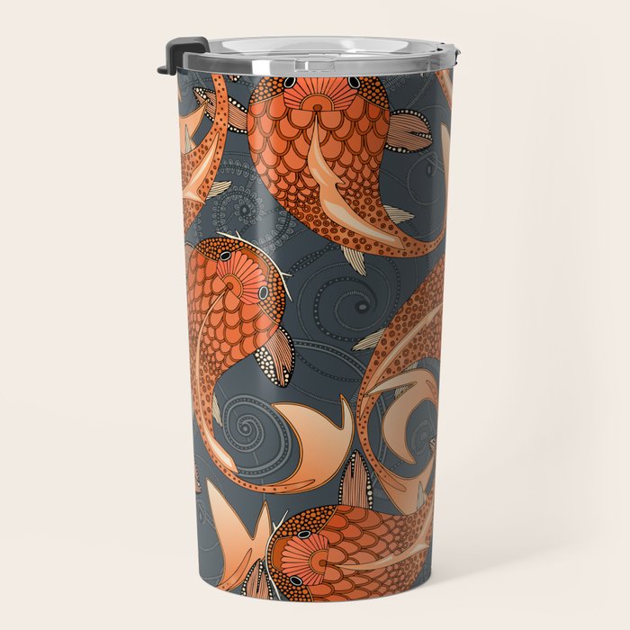 paisley fish gray Travel Mug Gallery Image 3