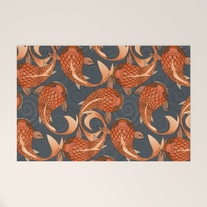 paisley fish gray Welcome Mat Gallery Image 1