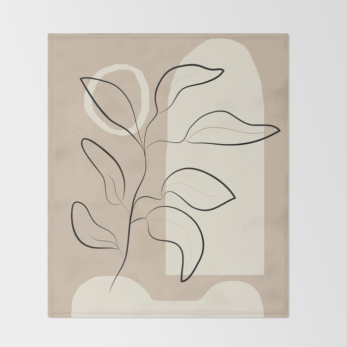Abstract Minimal Plant 8 Throw Blanket Gallery Image 2