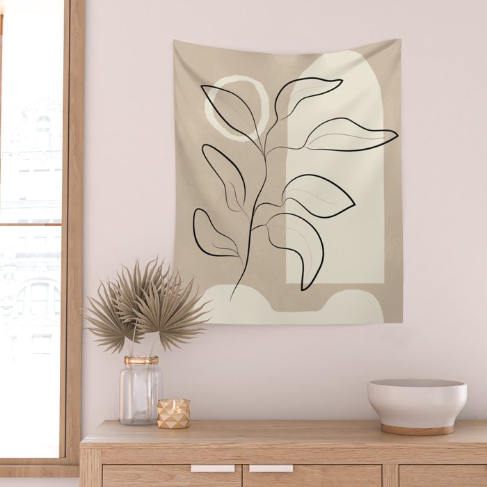 Abstract Minimal Plant 8 Wall Tapestry Gallery Image 2