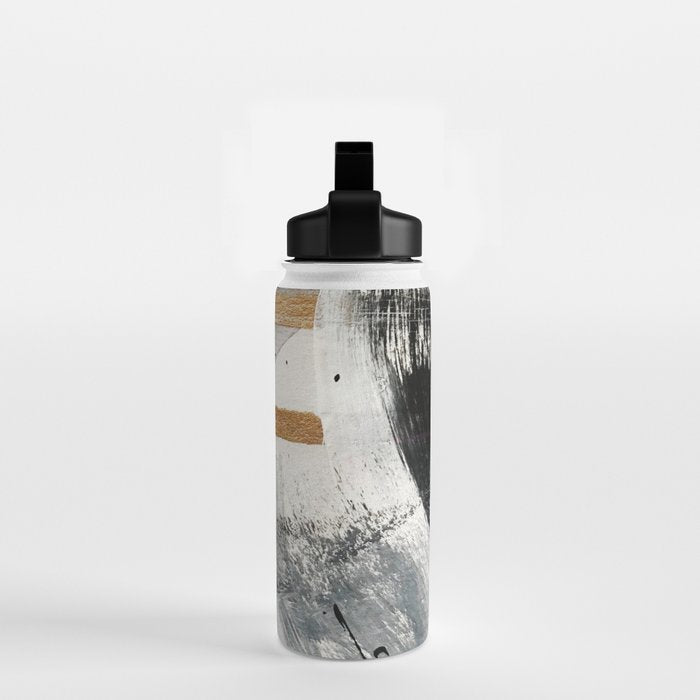 Armor [7]: a bold minimal abstract mixed media piece in gold, black and white Water Bottle Gallery Image 2