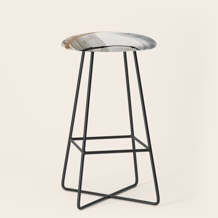 Armor [7]: a bold minimal abstract mixed media piece in gold, black and white Stool Gallery Image 1