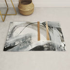 Armor [7]: a bold minimal abstract mixed media piece in gold, black and white Rug Gallery Image 1