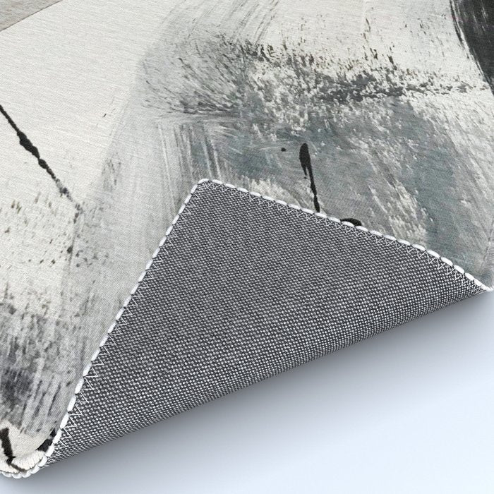 Armor [7]: a bold minimal abstract mixed media piece in gold, black and white Rug Gallery Image 4