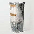 Armor [7]: a bold minimal abstract mixed media piece in gold, black and white Travel Mug Gallery Image 2