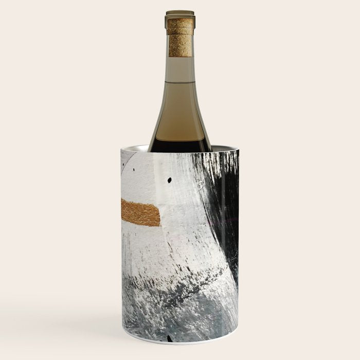 Armor [7]: a bold minimal abstract mixed media piece in gold, black and white Wine Chiller Gallery Image 3