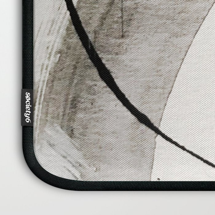 Armor [7]: a bold minimal abstract mixed media piece in gold, black and white Laptop Sleeve Gallery Image 3