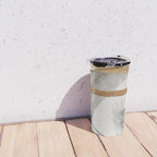 Armor [7]: a bold minimal abstract mixed media piece in gold, black and white Travel Mug Gallery Image 4