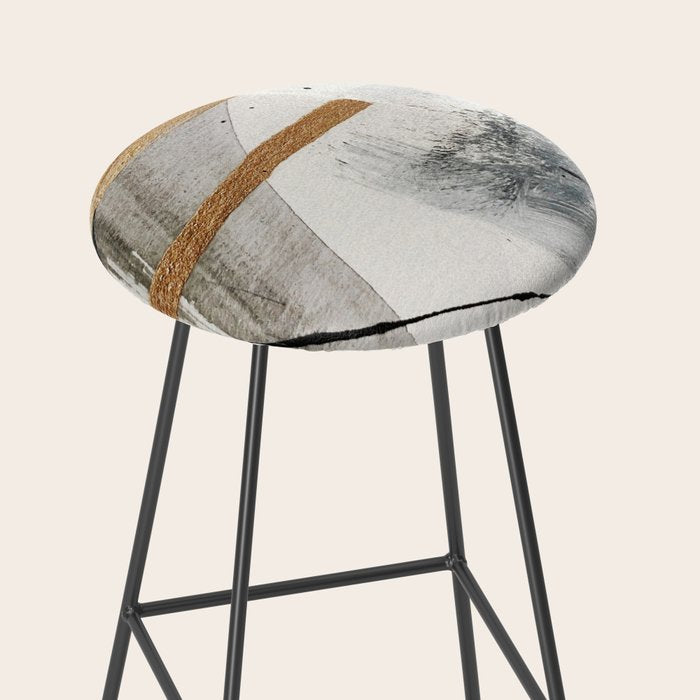 Armor [7]: a bold minimal abstract mixed media piece in gold, black and white Stool Gallery Image 2