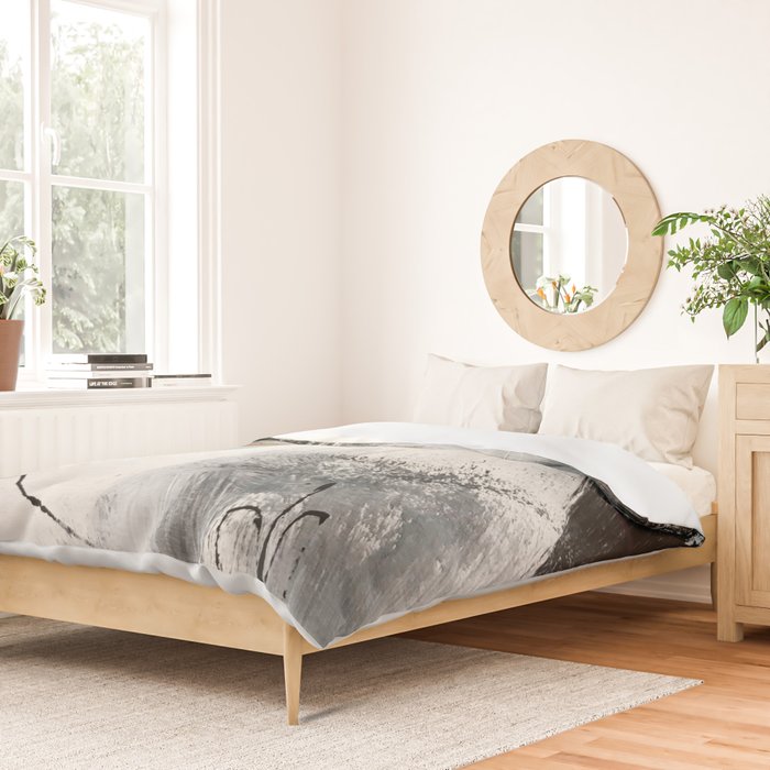 Armor [7]: a bold minimal abstract mixed media piece in gold, black and white Duvet Cover Gallery Image 2